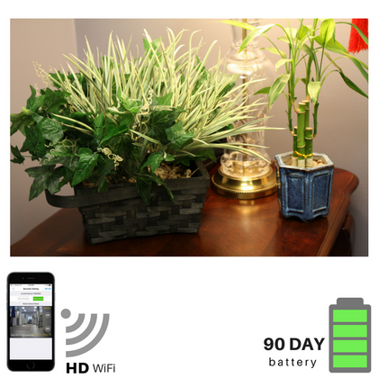 SGPL All-In-One HD WiFi Plant Camera w/ 90 Day Battery On A Table