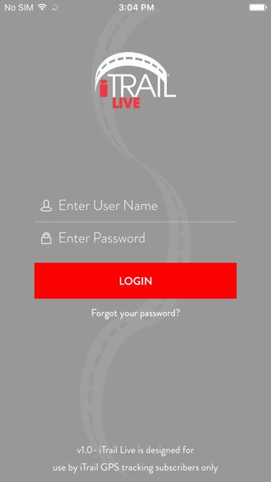 ITGPS933 App Login Screen