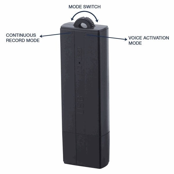 USB-VR1435 25 Day Battery USB Voice Recorder Mode Switch