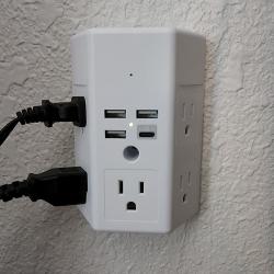 multi-outlet wall tap camera — side profile