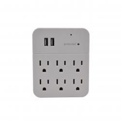 6-plug surge outlet camera — detail close-up