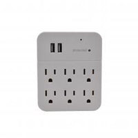 6-plug surge outlet camera — detail close-up