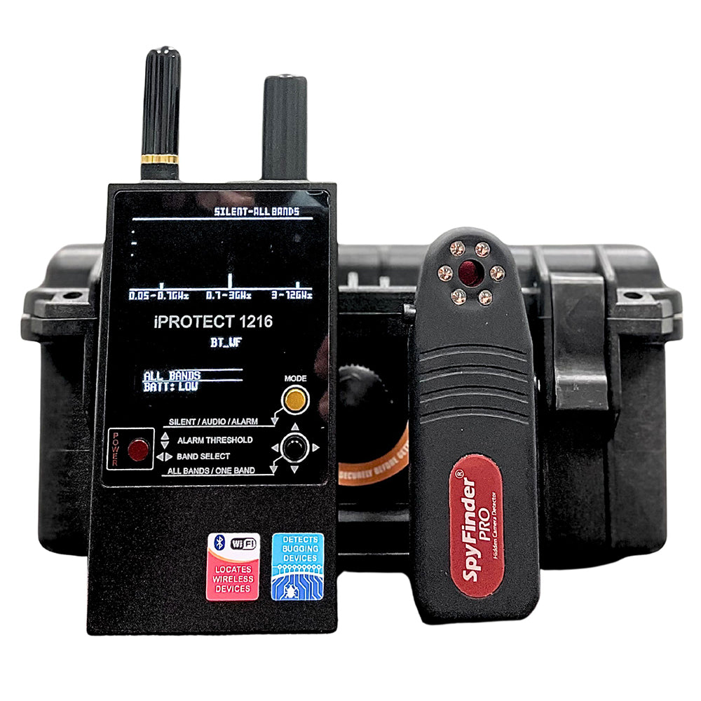 DD1216 Pro counter-surveillance kit with iProtect RF detector and SpyFinder Pro camera locator