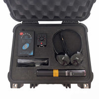 Vehicle GPS detector kit in an open case with detector, magnet probe, JVC headphones, cables, and an extendable pole