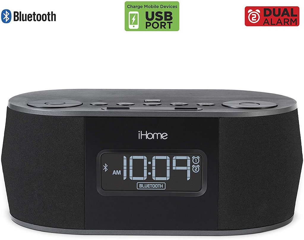 Front View of Hidden Camera Displaying Bluetooth, USB Ports, and Dual Alarm Features