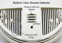 SC72004K Night Vision [Bottom View] Smoke Detector 4K Hidden Camera DVR [Battery Powered] Showing Infra_Red Sensor, LED Array and Camera