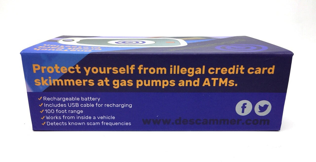 DD1100 deScammer™ Credit Card Skimmer Detector and Fraud Protection Device Product Box