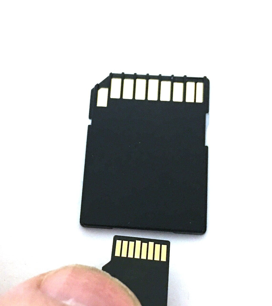 Micro sd card being put into adapter