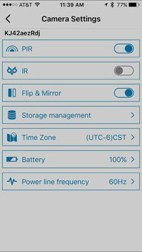 SGSDBVAC Hidden Smoke Detector Camera App Menu