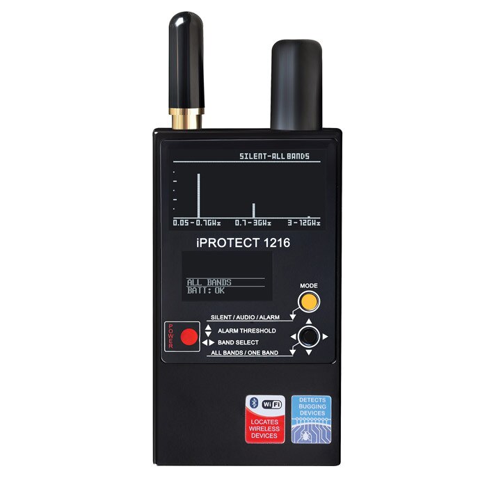 iProtect 1216 - 3-Band RF Detector Showing Silent Mode