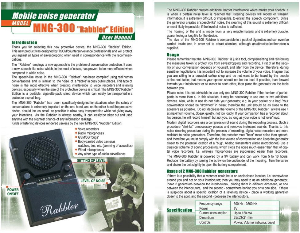 Custom White Noise Generator Kit - The Rabbler - DD1030 Manual